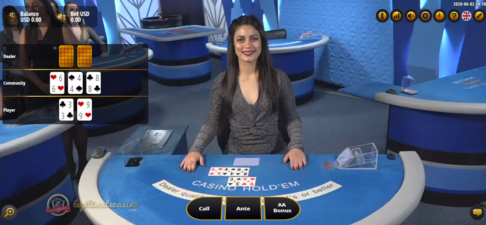 Gameplay Of Dealer Playing Live Casino Hold'em 