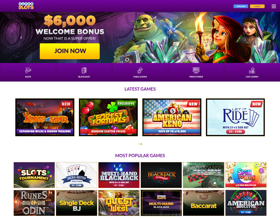 Super Slots Casino website review