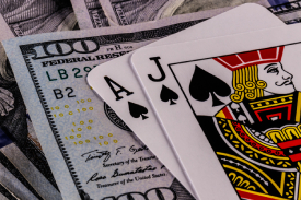 blackjack cards and bet money 