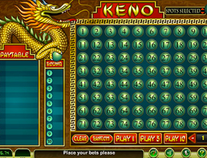 Keno game at Betnow