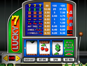 Lucky 7 slot game at Betnow