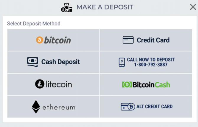 BetUS Deposit Methods