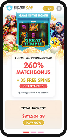 Silver Oak Casino Homepage Mobile