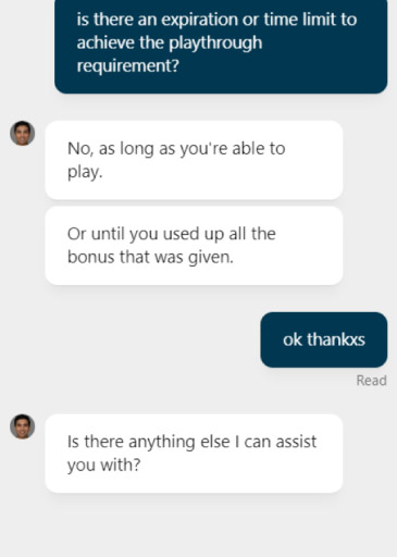 North Casino customer service live chat enquiry about wagering requirement 