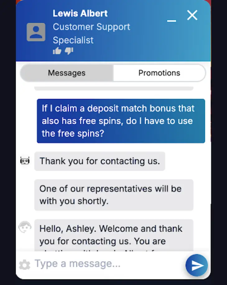 customer support chat logs at slots of vegas casino part 1