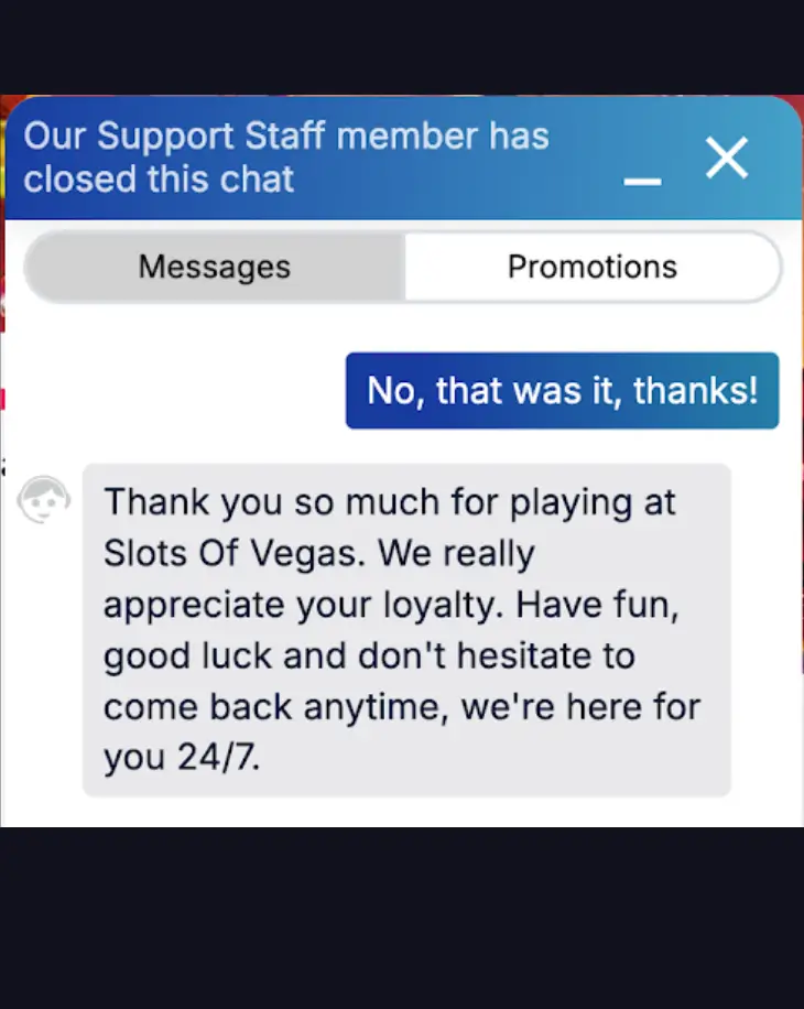 customer support chat logs at slots of vegas casino part 3