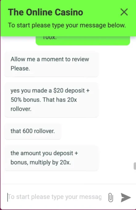 The Online Casino Chat Reply