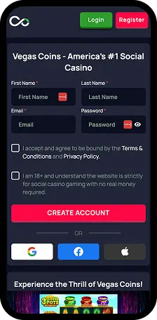 vegas coins mobile UX