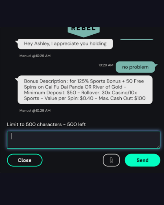 customer chat log lucky rebel casino 2