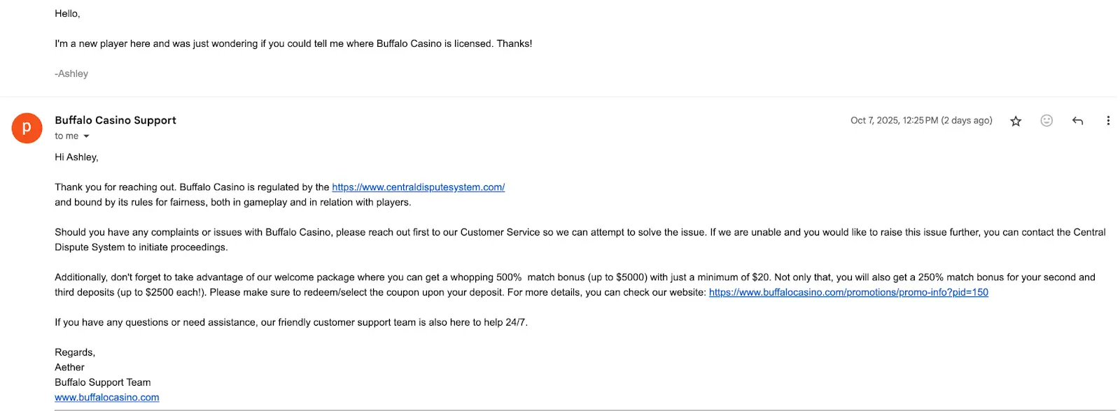 Buffalo Casino Email Support